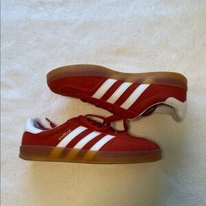 Adidas Red and White Gazelle Sneakers